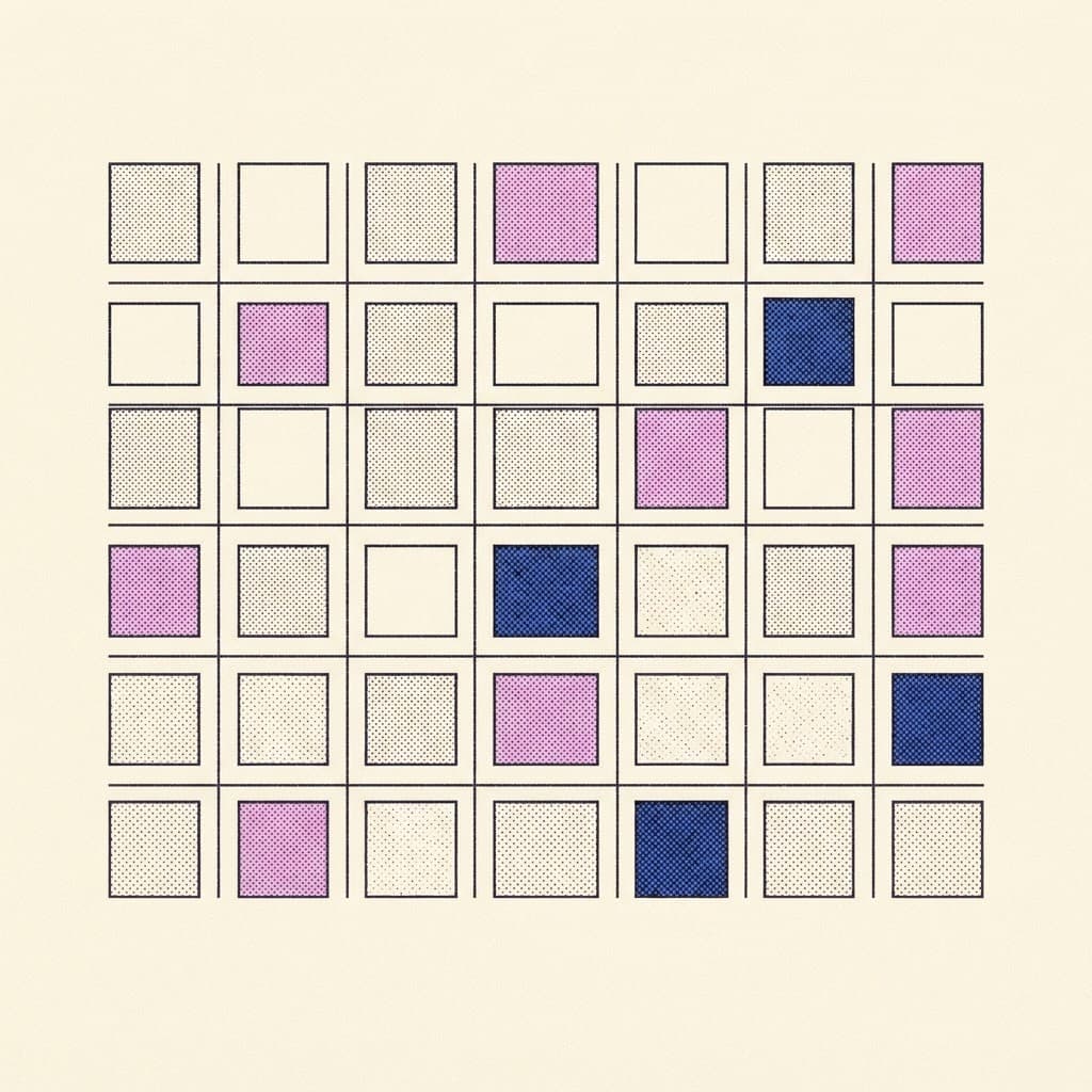Retro illustration of a calendar grid of small photos